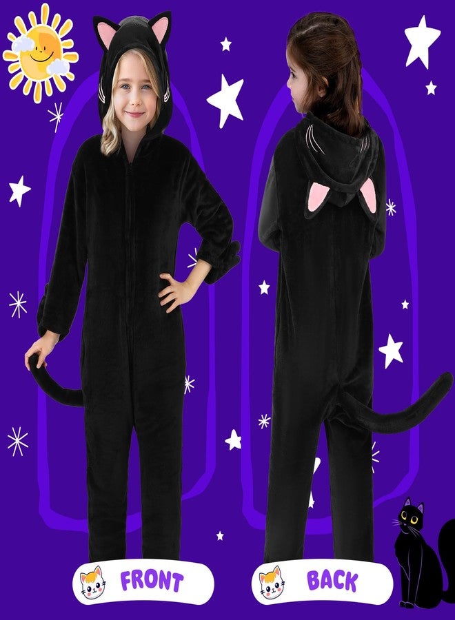 Joycover Cat Costume For Girls, Black Cat Costume For Girls Kids Dress Up, Onesie Cat Noir Costume, Role Play Halloween Costumes For Kids Aged 5-6, Size S - Image 2